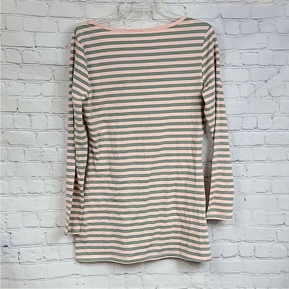 Matilda Jane NWT Off the Grid Tee Women's xl Long Sleeve Pink Green Stripe Top - Picture 3 of 7